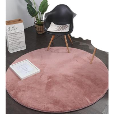 China 2020 New Plain Design Luxury Good Quality Simple Plush Pile Big Thickness Round Faux Rabbit Fur Blanket for sale