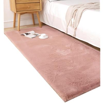 China Soft And Cheap Luxury Rabbit Hair Single Bedside Factory Color Faux Fur Blanket Pink Carpet for sale