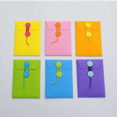 China Decorative Handmade Colorful Button Business Envelope Small Size String Envelope for sale