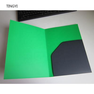 China Custom paper card folder size logo printing a3 a5 A4 advertising business promotion paper file folder with pocket for sale