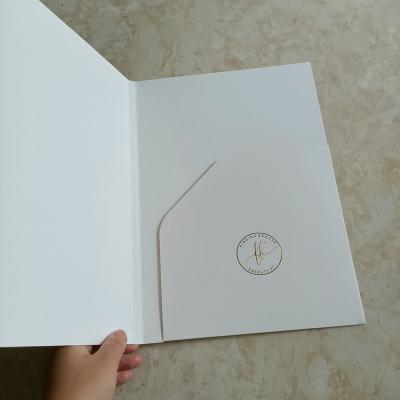 China Custom paper card menu company production catalog promotion A3 A5 A4 paper folder gold foil and logo embossed Manila folder for sale