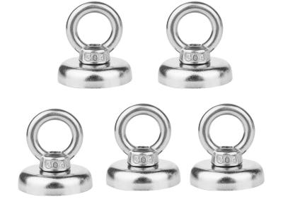 China Kellin Neodymium Pot Magnet with Eyebolt Strong Pulling Force Round Neodymium Fishing Magnet Super Magnetic Fishing for sale