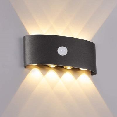 China Modern Wall Light LED Motion Sensor Wall Sconce Light 8W Up Down Aluminum Indoor Wall Lamps for Living Room Bedroom Hallway Corridor for sale