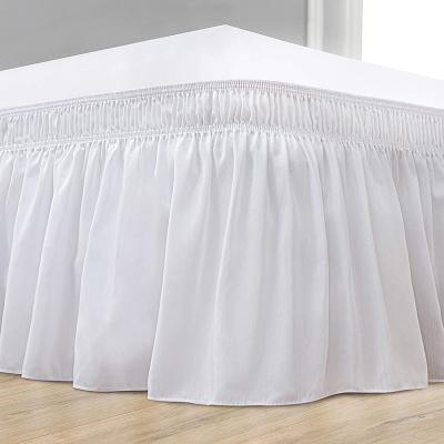 China 100% White Elastic King Size Bedding Elastic Cotton Ruffle Bedskirt Bedskirt Set Color Durable Adjustable Home Plain Belt for sale