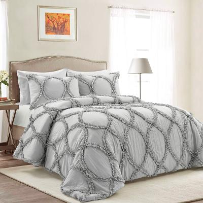 China Wholesale Ready Made Luxury 100% Brushed Cotton Fabric Bedding Sets Quilting Comforter Set 3 Pieces Bedspread Bedding Set for sale