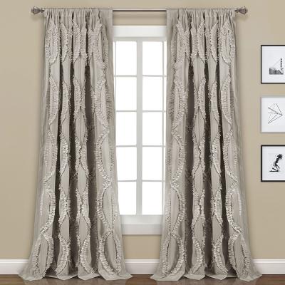 China Gray Wholesale Factory Ready Made Blackout Designer Living Room Bedroom Swept Window Fabric Blackout Drapes Curtains for sale