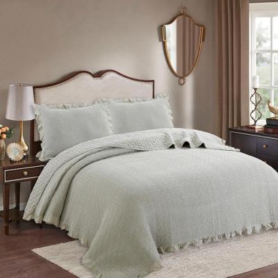 China 2020 New Design Solid Color Elegant King Size Bed Anti-Static Scattered Luxury Super Soft Bedspread Set for sale