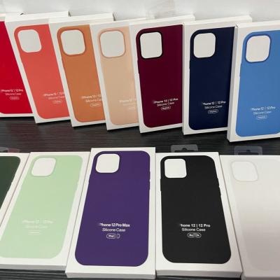 China Shockproof For iPhone 12 Pro Max Mini Original With Logo Luxury Custom Magnetic Phone Case Brand Liquid Silicone For Apple iPhone 13 Case for sale