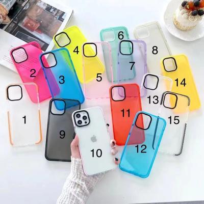 China Luxury Shockproof Multicolor Shockproof Tpu Band Phone Bumper Hybrid Clear Case For Iphone 11 12 13 pro max for sale