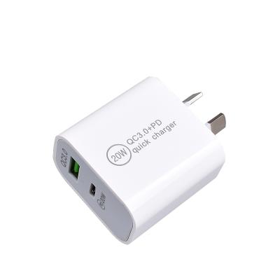 China Mobile Phone 20W PD Fast Charger Dual USB Fast Charger USB Type C Wall Charger 20W AU Plug For iPhone 12 Mobile Phone for sale