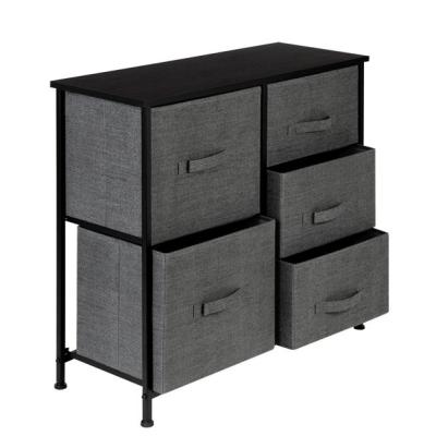 China Home 5 Drawers Foldable Dresser Storage Tower Organizer Fabric Storage Wide Drawer Unit for sale