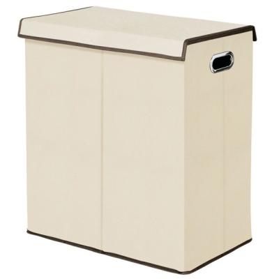 China Large Modern Divided Laundry Hamper Basket With Removable Lid for sale