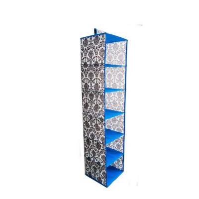 China Clothes Hanging Storage 6 Shelf Sustainable Printed Nonwoven Hanging Closet Organizer for sale