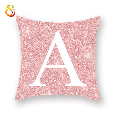 China Simple Pink Letters Peach Skin Velvet Printed Cushion Hugging Pillowcase Cushion Cover for sale