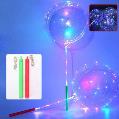 China 18 inch hot sale new arrival LED transparent bubble balloons gift toy with stick for wholesale for sale