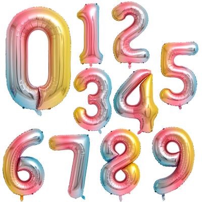 China New arrival of birthday party decoration gift 40 inch gradient color number foil balloon shadow helium balloon for birthday party number globos decoration for sale