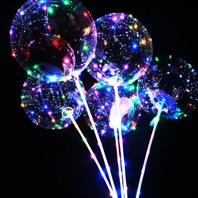 China Gift Toy Factory Price Led Plastic Bubble Balloon Clear Led Balloon With Stick for sale