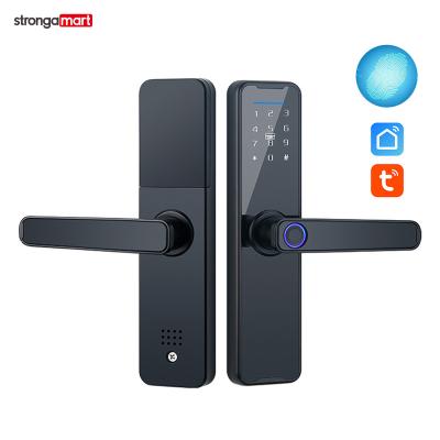 China For strongamart Tuya/TTlock WIFI Bluetooth Fingerprint Door Smart Door Lock Glass App Full Automatic Security Remote Control Card Code for sale