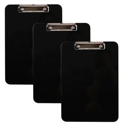 China 3pk black plastic plastic letter customized a4 with clipboard writing clip board for sale