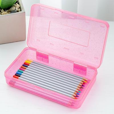 China Schools & Glitter Clear Plastic Pencil Case The Pencil Storage Box PP -Offices/Home School Box With Glitter for sale