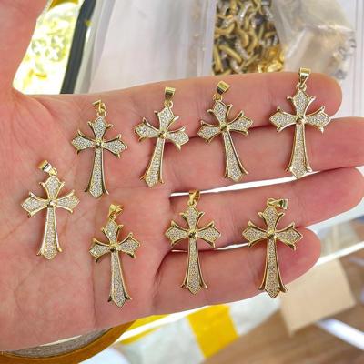 China Letter Stone 14k Gold Cross Pendant Copper Pendant Pendants Or Charms for sale