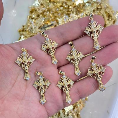 China High Quality Letter 18k Gold Stone Jerusalem Cross Pendant for sale