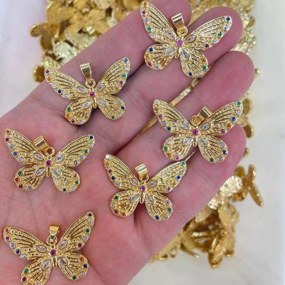 China Letter Fashion Woman Golden Butterfly Pendant Butterfly Jewelry Making for sale