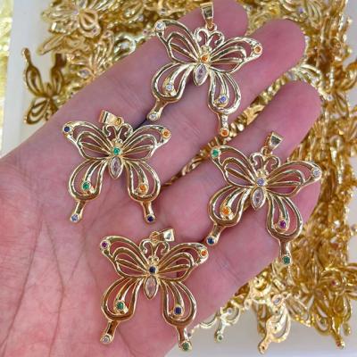 China Letter Pendant Brass Butterfly 18k Butterfly Necklace Pendant for sale