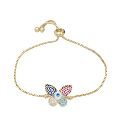 China Cute 18K Gold Charm Eye Butterfly Bracelet Lady DIY Bracelet for sale