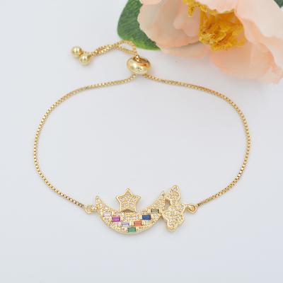 China Cute 18K Gold Plated Fashion Moon Bracelet Lady DIY Wholesale Bangle for sale