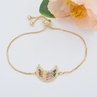 China Wholesale Cute Fashion Moon Pattern Bangle Ladies DIY Bracelet 18k Gold Plated for sale