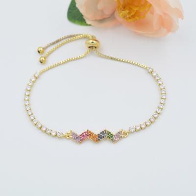 China Hot Selling Cute 18k Fashion Rainbow Cube Bracelet DIY Charm Adjustable Bracelet for sale