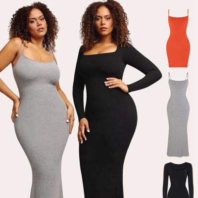 China Antibacterial Shaper Dress Built In Bra Shapewear Women Salon Sleeveless Backless Dresses for sale