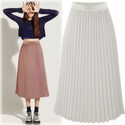 China Pleated Plus Size Slim High Waisted Girls Summer Female Plain Long Skirts for sale