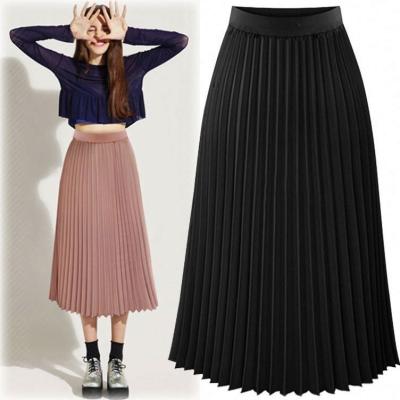 China Plus Size High Waist Slim Skirts Womens Long Pleated Faldas Largas Saias Skirts Womens Etek Long Skirt for sale