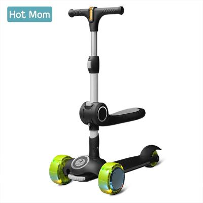 China Hot Toy Foldable Scooter Adjustable Height Kids Skateboard Mommy Baby Scooter Adjustable Height For 2-9 Years Child With Seat Black for sale