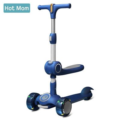 China Hot Toy Foldable Scooter Adjustable Height Kids Skateboard Mommy Baby Scooter Adjustable Height For 2-9 Years Child With Seat Blue for sale