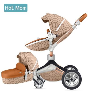 China Hot Aluminum Alloy Mommy 360 Rotation Stroller Baby Stroller 3 in 1 Pram Color 2018 Light Brown New for sale