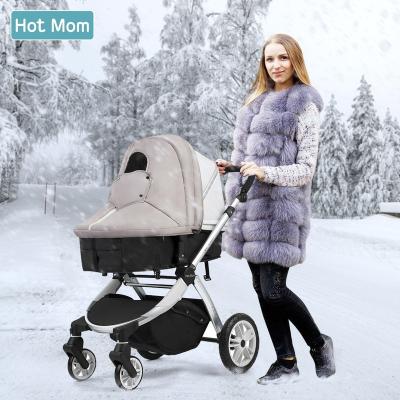 China Winter Warm Kit Winter Baby Stroller Winter Equipment Set Cotton Mummy With Fur Trim With Handmuff Glove Keep Warm Gray JG-889N for sale