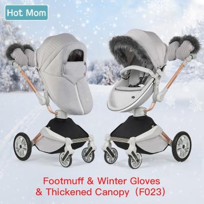 China Winter Warm Kit Winter Equipment Set Mummy Baby Stroller Accessories Cotton With Fur Trim With Handmuff Glove Keep Warm Gray F023 for sale