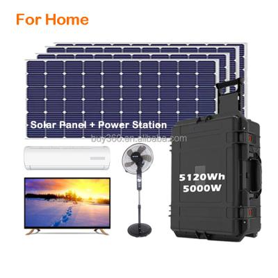 China 5kw 5000w 3000w 1000w Solar Power Home Solar System 5kw Lifepo4 Portable Power Station For TV for sale