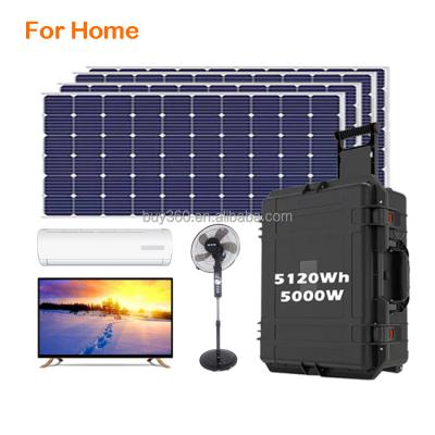 China Home Solar Power System 5kw Off Grid Power System 5000w Solar Generator 5kw Lithium Solar Kit For Tv And Lights for sale