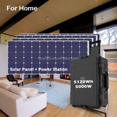 China Home Portable Solar Power Station 5000w 110v 220v Solar Generator Off Grid 5kw Solar Power System For TV Home Fridge for sale