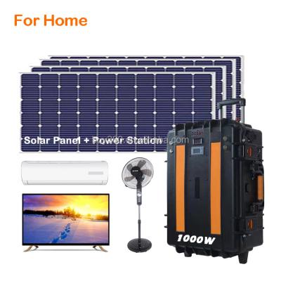 China 1000w Lifepo4 1kw Solar Power Home Emergency Mobile Power Backup System Large Capacity Solar Generator Set for sale