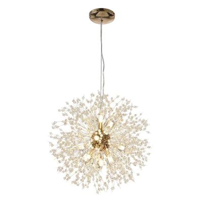 China Nordic Popular Modern Design D100 Cm Luxury Modern Led 24L Crystal Gold Living Pendant Dandelion Light Chandeliers for sale