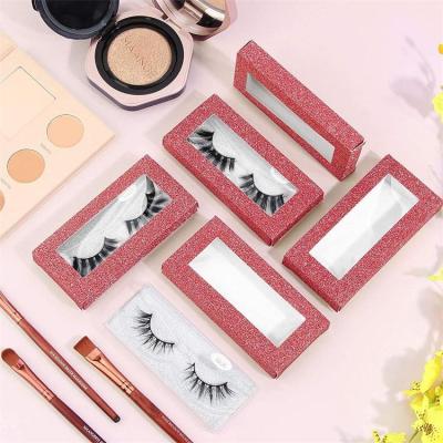 China Customized Recyclables Custom Design Rectangle Red Eyelash Folding Paper Packaging Box With Window for sale