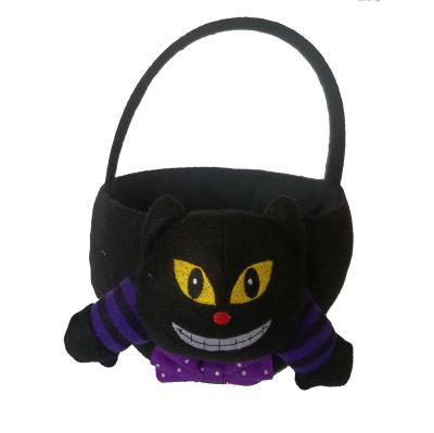 China 2021 Halloween candy basket newcomer festival stuffing 3D pumpkin ghost witch frankenstein cat embroidery basket for sale