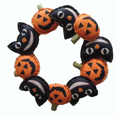 China Candy Basket Stuffing Halloween Newcomer Festival 2021 Felt Skeleton Pumpkin Witch Frankenstein Spider Bat Wreath for sale