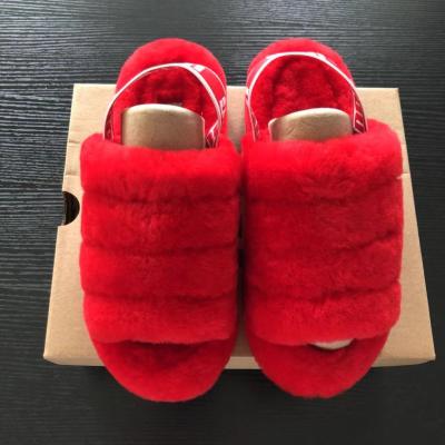 China Wholesale fashion trend fur high quality colorful wool down the real slips yeah the trend design girl fluffy slippers indoor winter outdoor women for sale