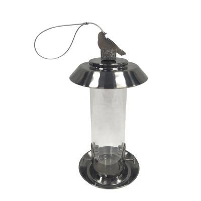 China Automatic Time Slow Amazon Garden Decorations Plating Driver Disjoint Holes Two Transparent Metal PC Tube Squirrel Bird Rainproof for sale